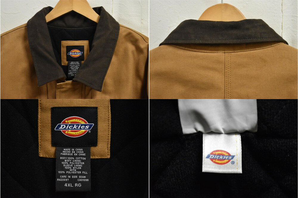【ビッグサイズ】Dickies ディッキーズ カバーオール ワークジャケット キャメルブラウンダック メンズ4XL【中古】■