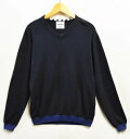 2012年 OriginalFake オリジナルフェイク 長袖 コットン ニット セーター Vネック ネイビー×ブルーパープル メンズM相当【中古】■(4)