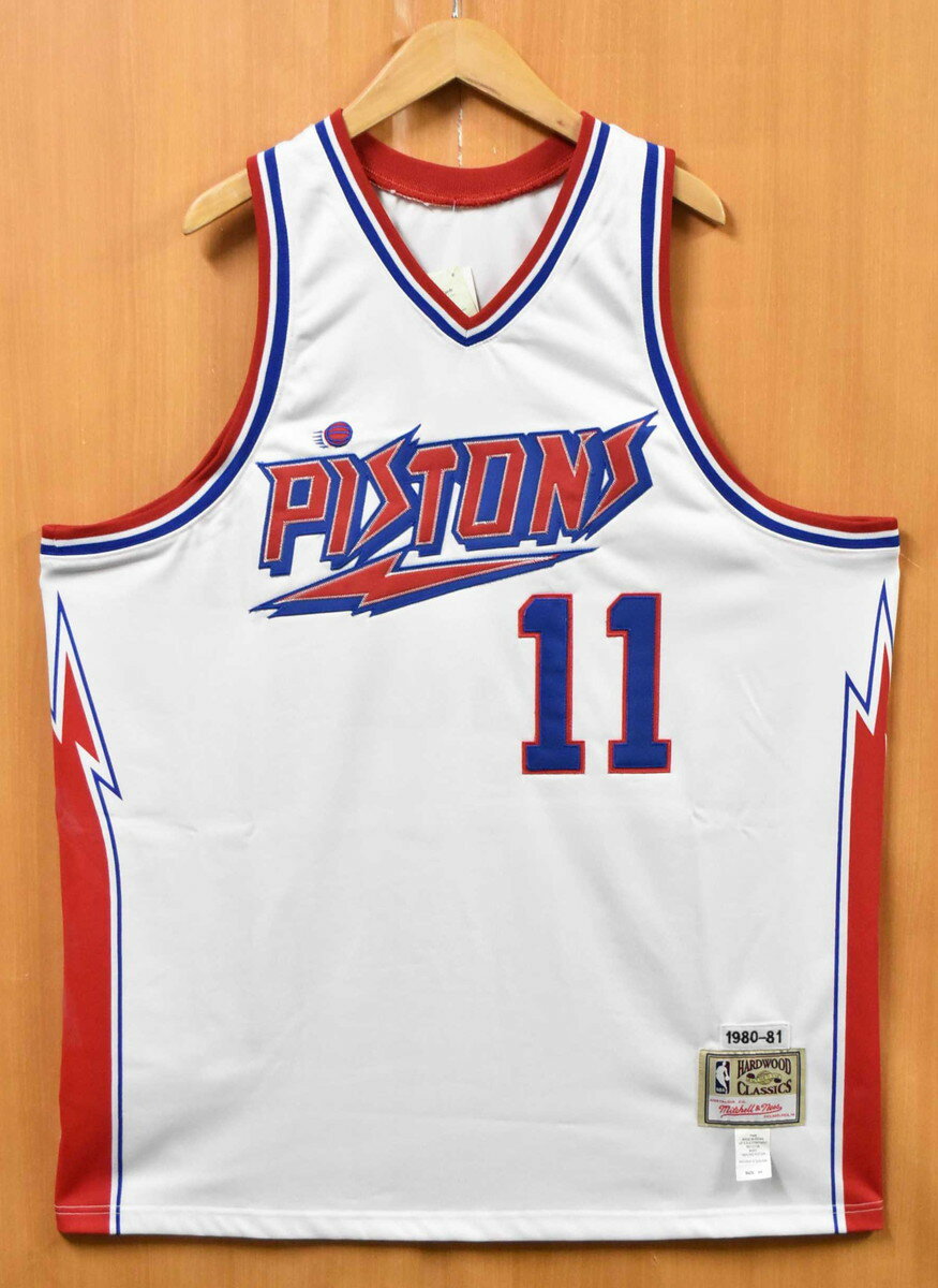 【展示試着品】【ビッグサイズ】mitchell&ness HARDWOOD CLASSICS NBA Detroit Pistons デトロイト・ピストンズ ボブ・マカドゥー バスケ タンクトップ ユニフォーム ナンバリング ホワイト×レッド×ブルー メンズ2XL相当【新品】▼