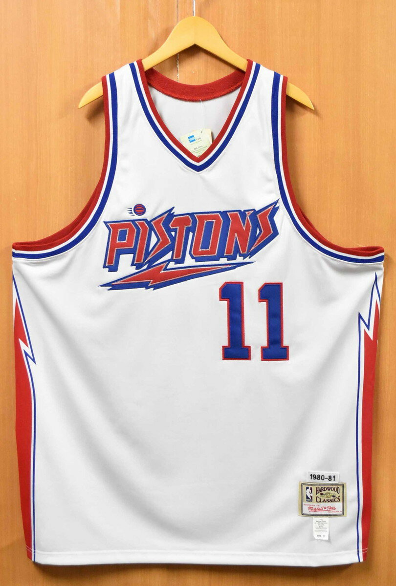 【展示試着品】【ビッグサイズ】mitchell&ness HARDWOOD CLASSICS NBA Detroit Pistons デトロイト・ピストンズ ボブ・マカドゥー バスケ タンクトップ ユニフォーム ナンバリング ホワイト×レッド×ブルー メンズ2XL相当【新品】▼