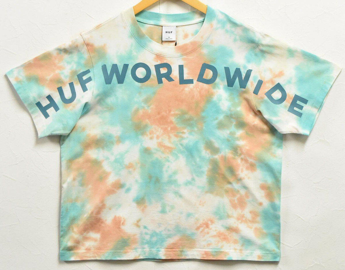 Rakuten - 【アウトレット】【未使用品】【展示試着品】HUF ハフ 半袖Tシャツ リラックスT エメラルドグリーン系×ブラウン タイダイ柄 ロゴ プリント レディースM【新品】▼