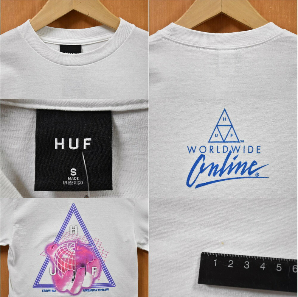 【未使用品】【展示試着品】HUF ハフ 長袖Tシャツ ロンT ホワイト メンズS【新品】▼