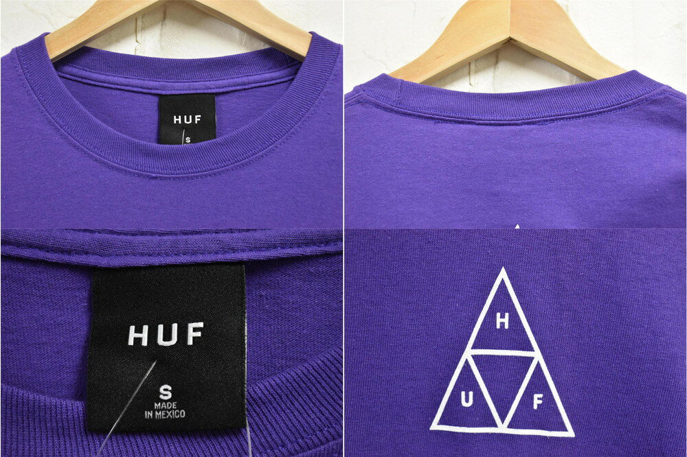 【未使用品】【展示試着品】HUF ハフ 長袖Tシャツ ロンT パープル ロゴプリント メンズS【新品】▼