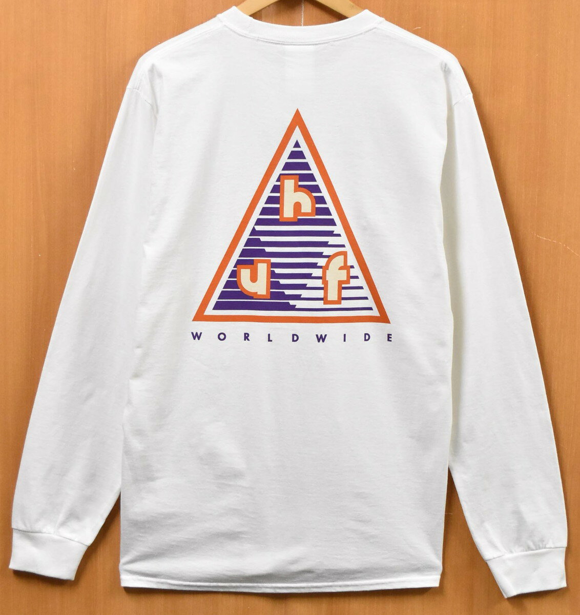 【アウトレット】【未使用品】【展示試着品】HUF ハフ 長袖Tシャツ ロンT ホワイト ロゴプリント メンズM【新品】▼...