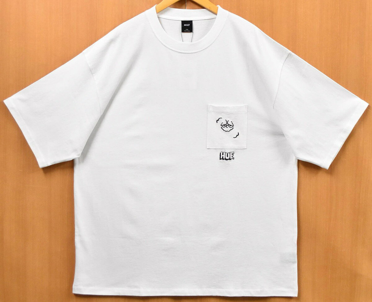 Rakuten - 【未使用品】【展示試着品】【ビッグサイズ】HUF ハフ 半袖Tシャツ 胸ポケット ポケT ロゴ刺繍 ホワイト メンズ2XL【新品】▼