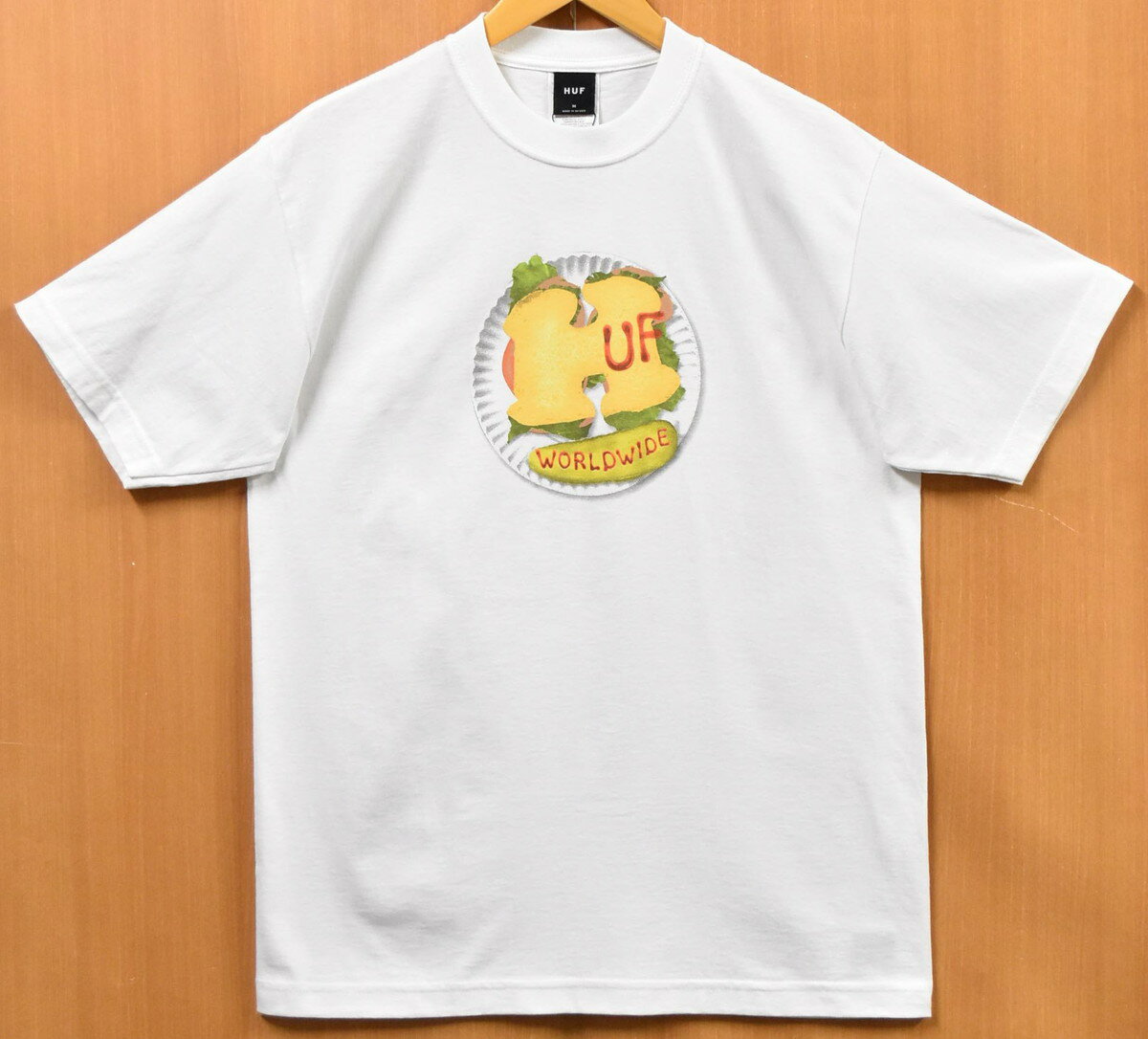 U-Neck - 【未使用品】【展示試着品】HUF ハフ 半袖Tシャツ ホワイト ロゴ プリント メンズM【新品】▼