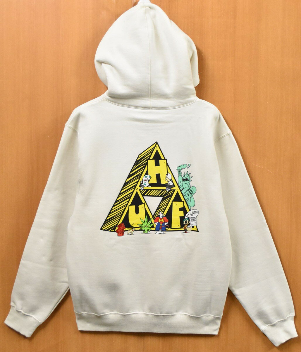 HUF ハフ 長袖 プルオーバースウェット パーカ オフホワイト SATURADAY MORNING メンズM▼