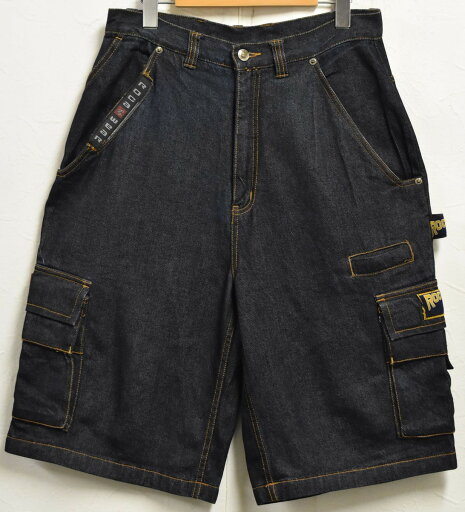 Roca weaR ロカウェア デニム カーゴパンツスタイル ハーフパンツ ショーツ インディゴブルー系 W32【中古】■ Roca weaR ロカウェア デニム カーゴパンツスタイル ハーフパンツ ショーツ インディゴブルー系 W32【中古】■