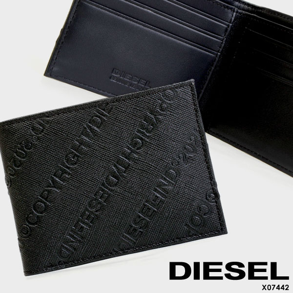 ディーゼル 二つ折り財布（メンズ） 【送料無料】DIESEL ディーゼル NEELA XS 二つ折り財布 メンズ ブラック 黒 サフィアーノレザー X07442 P0598 T8013