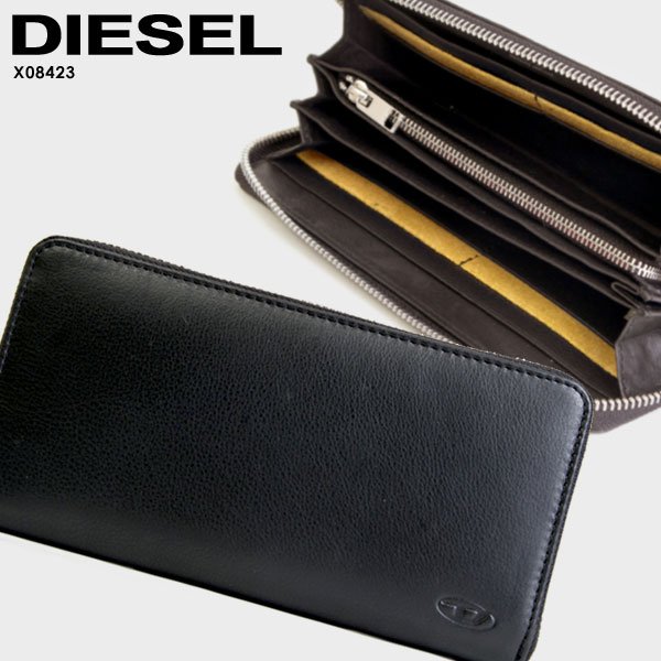 ディーゼル 財布（メンズ） 【送料無料】DIESEL ディーゼル 24ZIP 長財布 小銭入れ ラウンドジップ 本革 レザー デボス加工 メンズ レディース X08423 P0685 H9031 H1146