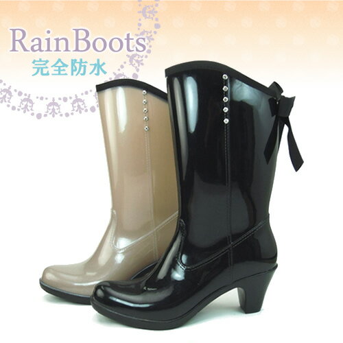 【送料無料】flavor/フレーバー スワロフスキー社のクリスタルが輝く リボンレインブーツ【長靴 ヒール6cm %OFF】【あす楽対応】【rainsnow-boots】