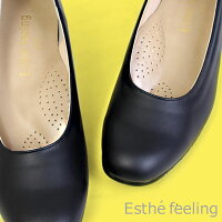 Esthefeelingエステフィーリング防滑パンプスオフィスパンプスプレーンパンプスシンプルパンプス水に強い屈曲性ヒール4.5cmレディース3E靴婦人靴ブラック2600
