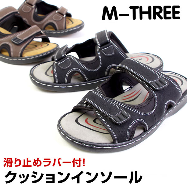 M-THREE エムスリー 防滑 軽量 サンダル メンズサンダル カジュアルサンダル 室内履き 外履き カジュアル ヒール3.5cm メンズ 1534