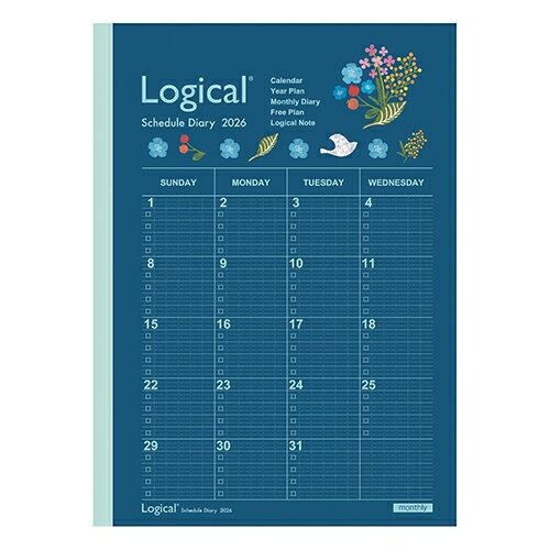 【お買い得品】ナカバヤシ 2026年版手帳 ロジカルダイアリー 月間ノートタイプA B5 フラワー 花 日曜始..