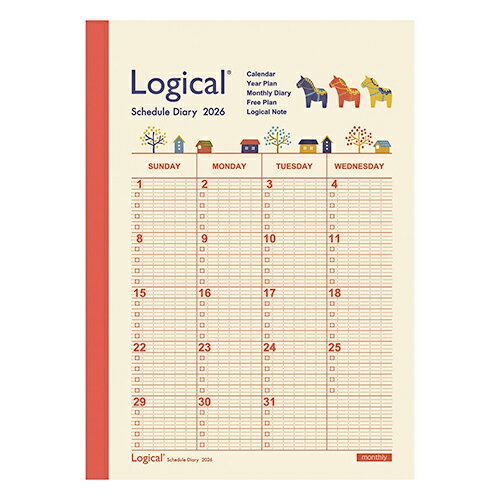 【お買い得品】ナカバヤシ 2026年版手帳 ロジカルダイアリー 月間ノートタイプA B6 ウマ 馬 午 干支 日曜始まり NS-B602-26AE