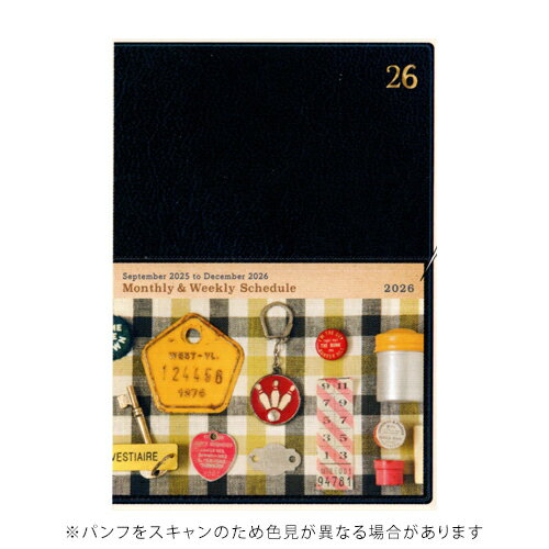 【お買い得品】リュリュ 2026年版手帳 B6 マンスリー＆ウィークリー 月曜始まり レザー調カバー ネイビ..
