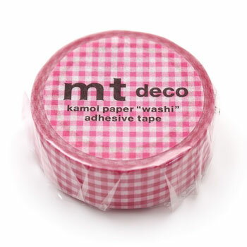 【お買い得品】カモ井加工紙 マスキングテープ mt 1P 細かいギンガムチェック (幅15mm×長さ7m) ピンク MT01D564