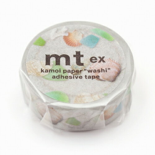 【お買い得品】カモ井加工紙 マスキングテープ mt ex シーグラスと貝殻 (幅15mm×長さ7m) MTEX1P246