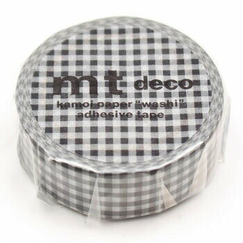 【お買い得品】カモ井加工紙 マスキングテープ mt decoシリーズ 細かいギンガムチェック ブラック(15mm×7m巻) MT01D547