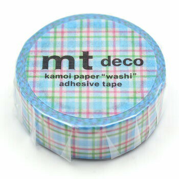 【お買い得品】カモ井加工紙 マスキングテープ mt decoシリーズ カラフルギンガムチェック ブルー(15mm×7m巻) MT01D551