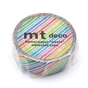 【お買い得品】カモ井加工紙 マスキングテープ mt 1P deco レインボーストライプ (15mm×7m) MT01D577