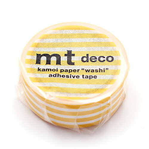 【お買い得品】カモ井加工紙 マスキングテープ mt 1P deco ボーダー・たんぽぽ (幅15mm×長さ5m) MT01D581