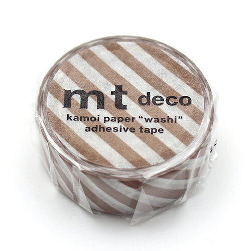【お買い得品】カモ井加工紙 マスキングテープ mt 1P deco ストライプ (幅 15mm × 長さ 5m) ブラウン MT01D597