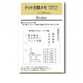 【お買い得品】日本能率協会 Bindex バイブルサイズ システム手帳リフィル ドット方眼メモ 30枚 420