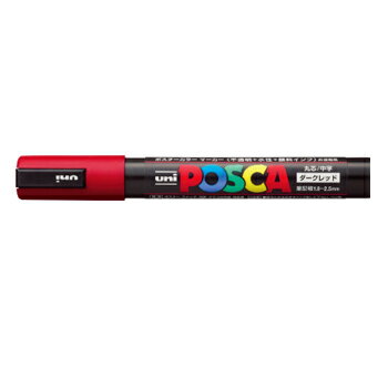 三菱鉛筆 ポスカ 中字 ダークレッド ポスターカラー 不透明 水性 顔料インク マーカー PC5M.14・20個までメール便可