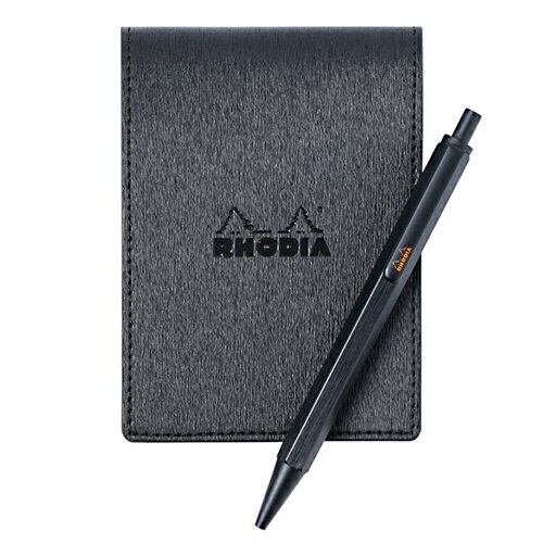 【お買い得品】ロディア メタリックPUレザー No11カバー&ボールペンセット ブラック RHODIA cfmtpu11setbk