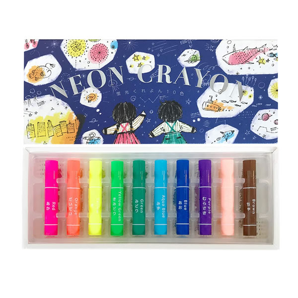 T 女子文具 蛍光くれよん 【10色】 1216 コクヨ KE-AC30