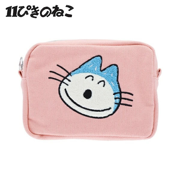 11ぴきのねこ サガラ刺繍ペンケース かお ピンク 5363 サンスター文具 筆入れ 小物入れ ペンポーチ ポーチ S1428705