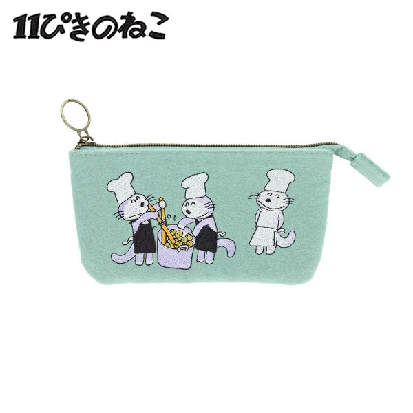 Rakuten - 11ぴきのねこ 刺繍ポーチ あほうどり ブルー 5387 サンスター文具 ポーチ 小物入れ メガネ入れ かわいい おしゃれ おすすめ S2221241