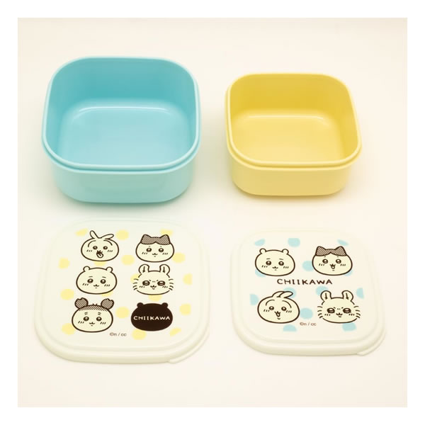 ペンポートのちいかわ シール容器2Pセット 8330 OSK ハチワレ うさぎ モモンガ CHIIKAWA 保存容器 フルーツ容器 フルーツケース 148330｜アングル2