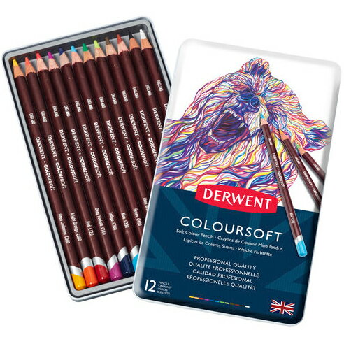 DERWENT（ダーウェント）色鉛筆 カラーソフト 0701026 12色セット メタルケース DERWENT 油性色鉛筆 塗り絵