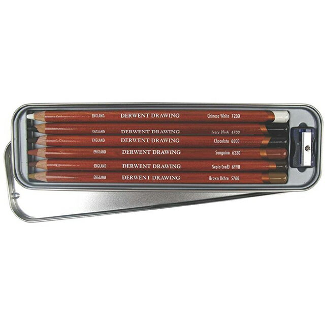 ダーウェント 色鉛筆 ドローイングペンシル 0701089 6色セット メタルケース DERWENT 油性色鉛筆 塗り絵 鉛筆削り付き