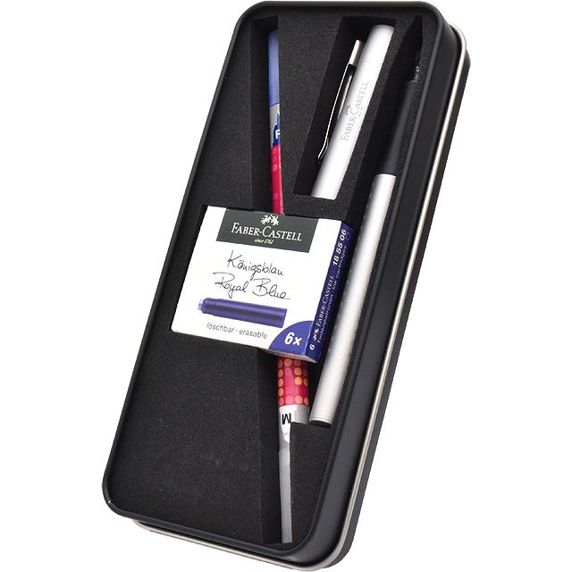 名入れ ファーバーカステル 万年筆 グリップ2011 かきかた万年筆セット シルバー 1409 左利きにもおすすめ 冬ギフト クリスマス