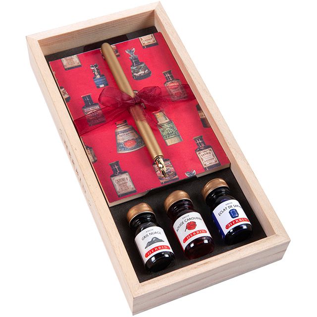 エルバン ヴィンテージウッドコフレ つけペン hb27804 つけペン インク 冬ギフト クリスマス