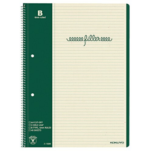 【5/20は最大P5倍！】コクヨ ノート フィラーノート B罫 2穴 マージン罫入 40枚 A4 ス15B KOKUYO リングノート a4