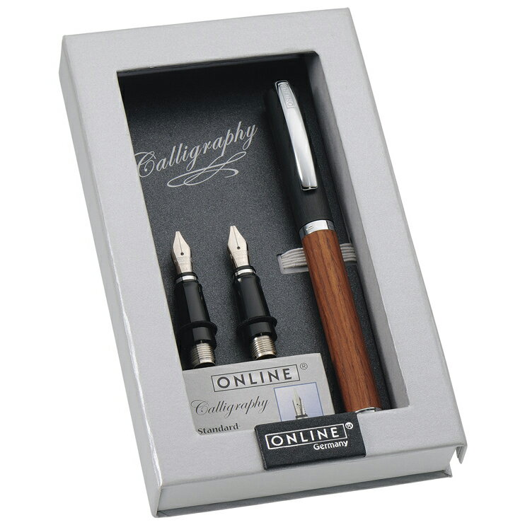 【11/30は最大P5倍!】 オンライン ONLINE 名入れ 万年筆 ビジョンネイチャー カリグラフィーセット ローズウッド 36919 冬ギフト クリスマス