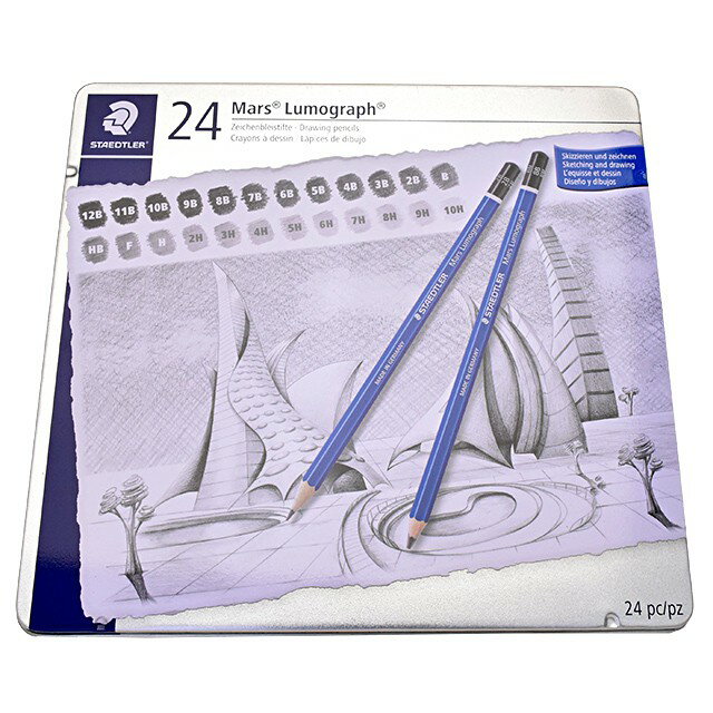 ステッドラー 鉛筆 マルス ルモグラフ 製図用高級鉛筆 100 G24 24硬度セット 缶ケース入り 鉛筆 えんぴつ 12B 11B 10B 10H 製図 プレ...
