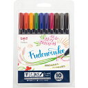 トンボ鉛筆 サインペン 筆之助しっかり仕立て 10色セット WS-BH10C TOMBOW マーカーペン カラーペン 筆ペン イラスト ペン