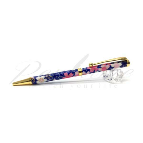 竹内　靖貴　ボールペン　美濃和紙(友禅柄）Pen　TM1601　桜と流水　紺色 kon＜3900＞【名入れ不可】【ラッピング無料】【メーカー保証】【ペンタイム】