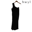 スーパーセール!30%OFF hwyl(ヒュイル) ワンショルダーワンピース コクーンワンピース スリット 大きめタックデザイン ワンショルダー 深めスリット ジャンパースカート コクーンワンショルダーワンピース