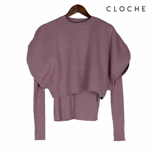 CLOCHE（クロッシェ）新着 ニットセット デザインニットとリブニット 単品でもセットでも リブニットは指穴つき カーブデザインニット レイヤードできる それぞれ使える