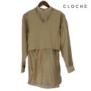 CLOCHE(クロッシェ)新着 ニットベストセット ニットベストとシアーシャツ それぞれ使える コンパクトなベストと裾がラウンドのシアーシャツ