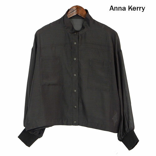 ANNA KERRY（アンナケリー）新着 スタンドカラーシャツジャケット シアー素材 透け感 サイドゴムのサムネイル