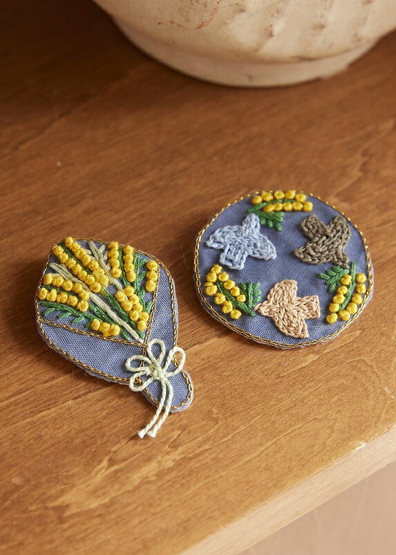 Rakuten - 【ピープルツリー 公式】【people tree】手刺繍 ブローチ ミモザ&バード　ミモザブーケ【フェアトレード】 【PeopleTree】レディース アクセサリー ブローチ