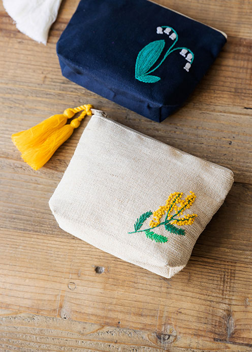 Rakuten - 【ピープルツリー 公式】【people tree】手刺繍タッセルつきポーチ・ミモザ【フェアトレード】【PeopleTree】