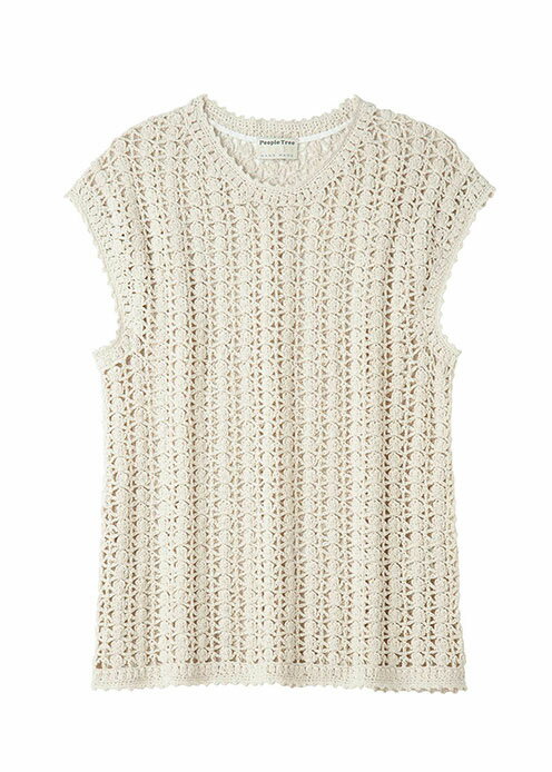 People Treeの【ピープルツリー 公式】【people tree】かぎ針編み ニット ベスト 【フェアトレード】 【PeopleTree】レディース 手編み コットン 綿｜アングル2